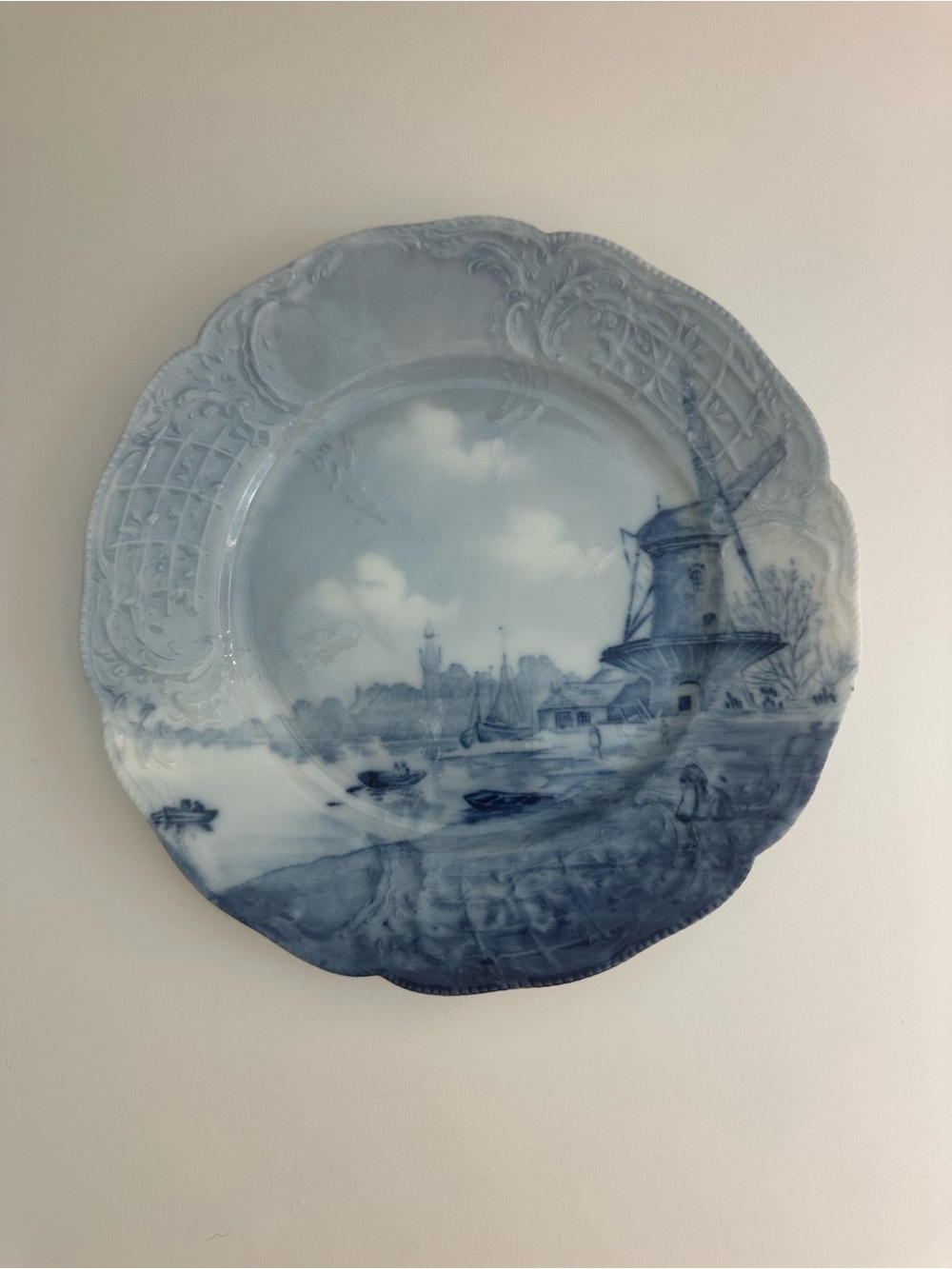 Hand-Painted Blue Scenic Ceramic Plate